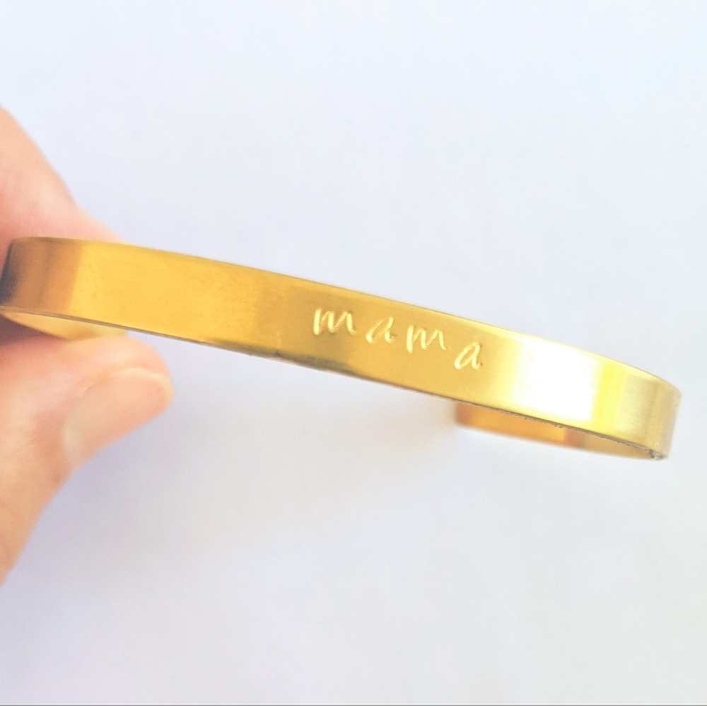 "Mama" gold tone cuff bracelet NWT